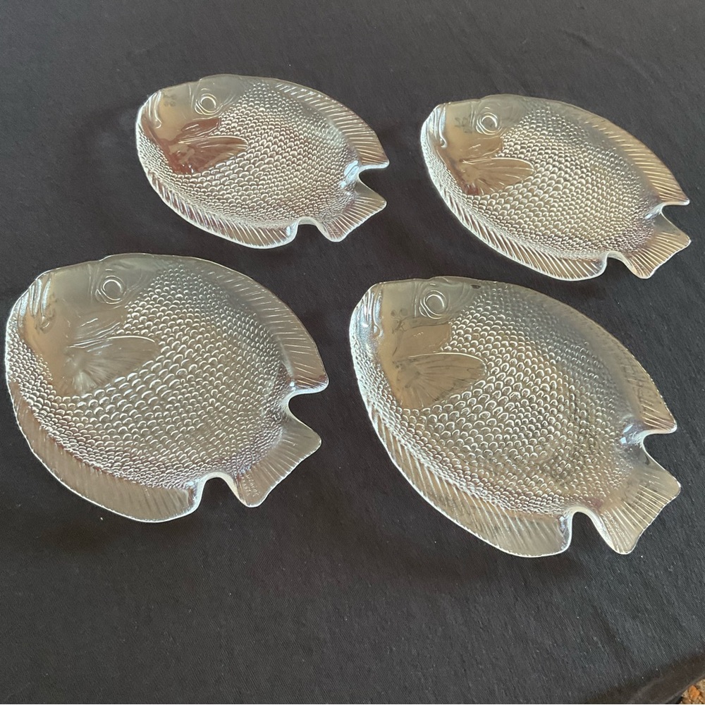 Vintage From the 70’s Arcoroc Fish Plates, Set of 4